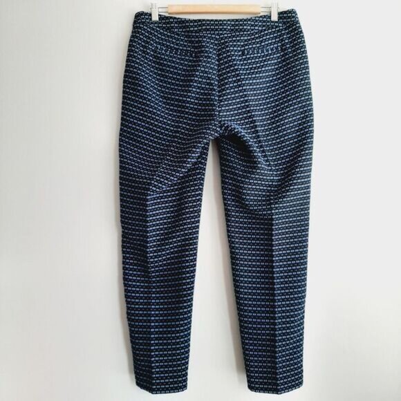 ANNE KLEIN | Woven Textured Pattern Front Crease Ankle Crop Trousers Blue Sz 10 - Picture 6 of 11